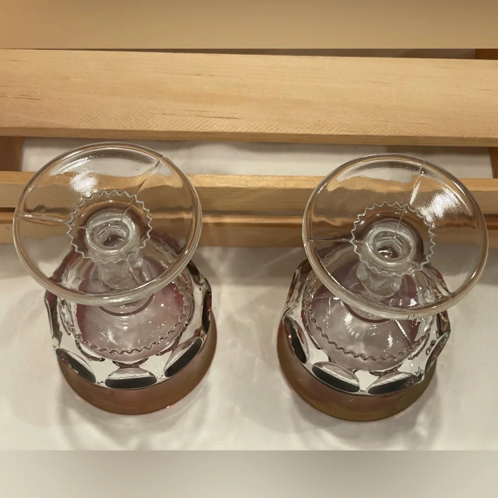 ☀️2/$20 Pair (2) Tiffin Ruby Red Kings Crown Thumbprint Cordials Small Goblets